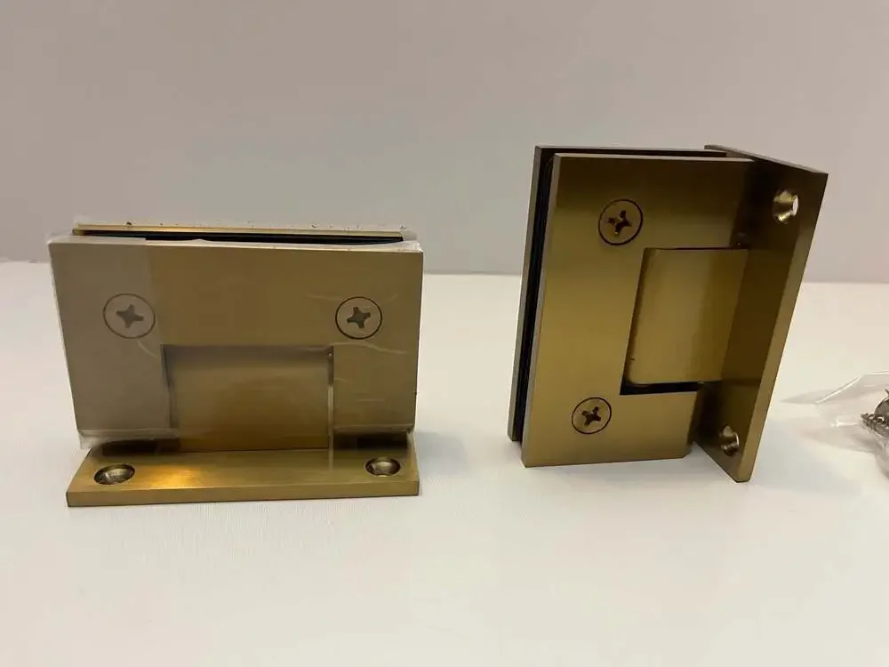 AatrixQuayn 90° Glass Shower Door Hinges Wall Mount Brushed Gold 2 Pack